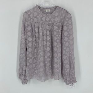 Wilfred Long Sleeve Semi-Sheer Crew Neck Blouse